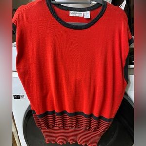 Sleeveless red sweater with black details by Liz Claiborne.